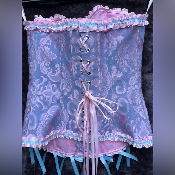 Pearlized Blue & Pink corset Size Medium - Picture 7 of 13